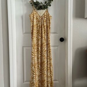 Yellow and White Patterned Maxi Dress